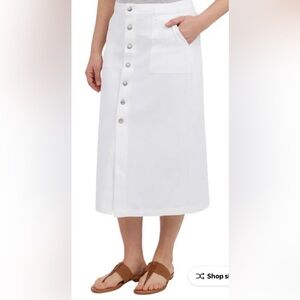 Wrangler Jean Button-Front Midi Skirt with Patch Pockets